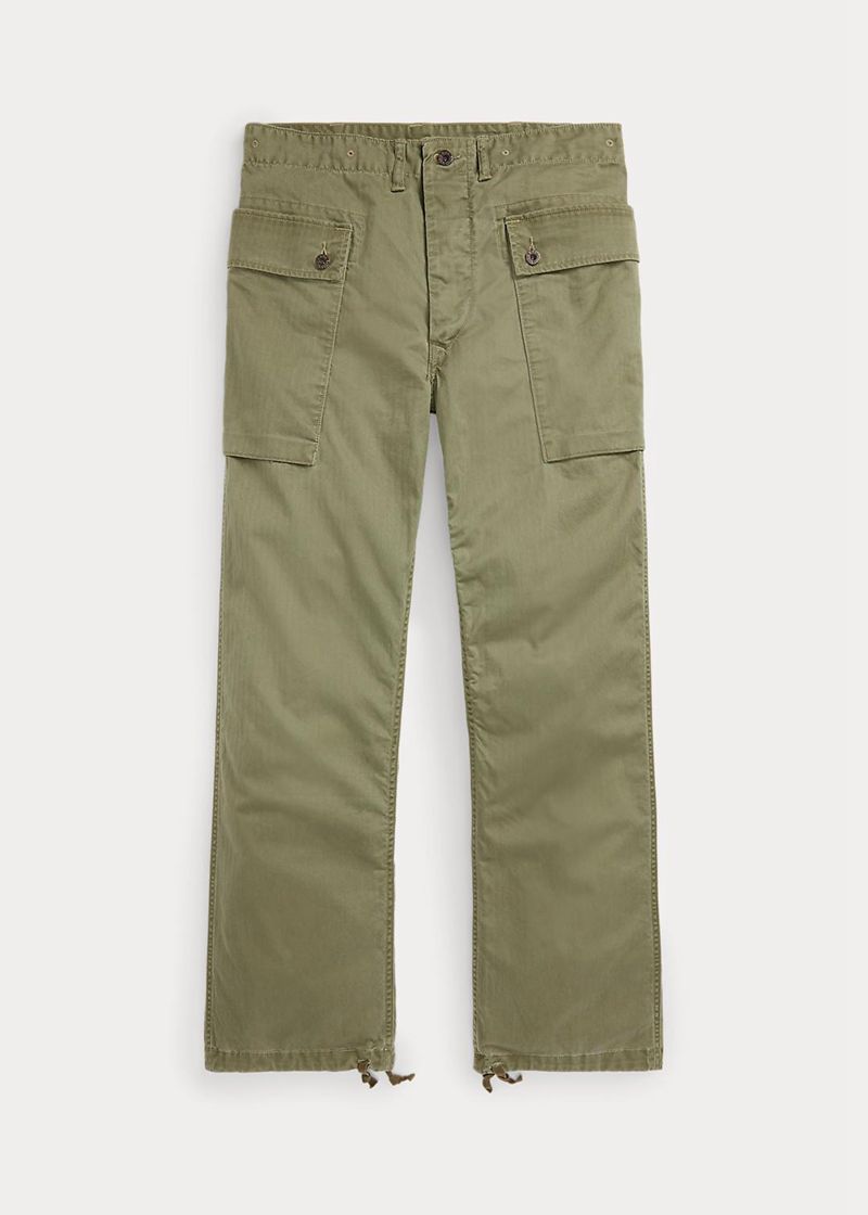 Pantalones RRL Hombre Herringbone Field Cargo Chile Verde Oliva SMHQG-8960